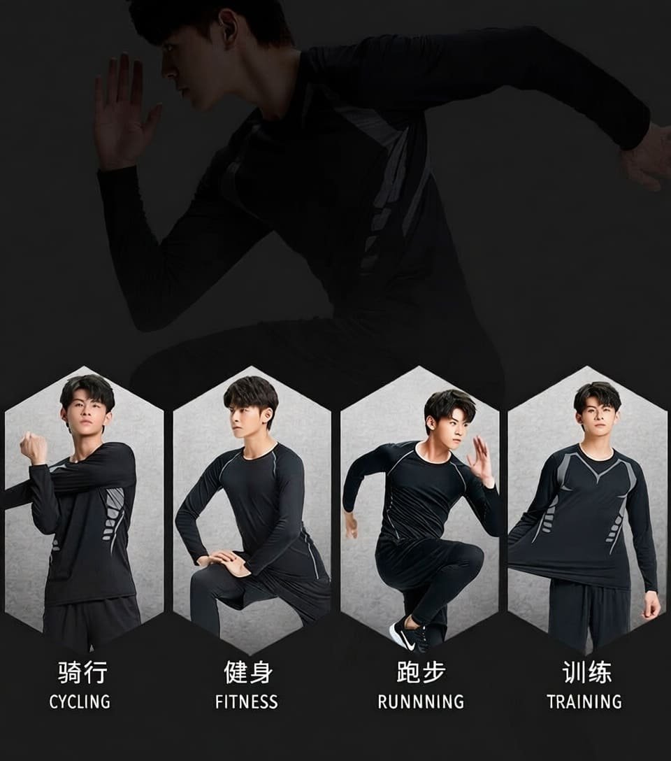 Men’s High-Elastic Workout Suit 5-Piece Set - Image 3