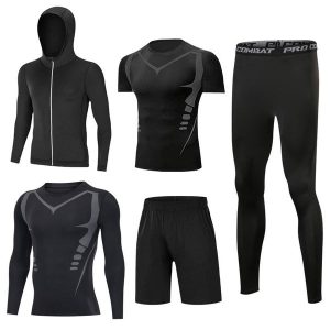 Men’s High-Elastic Workout Suit 5-Piece Set